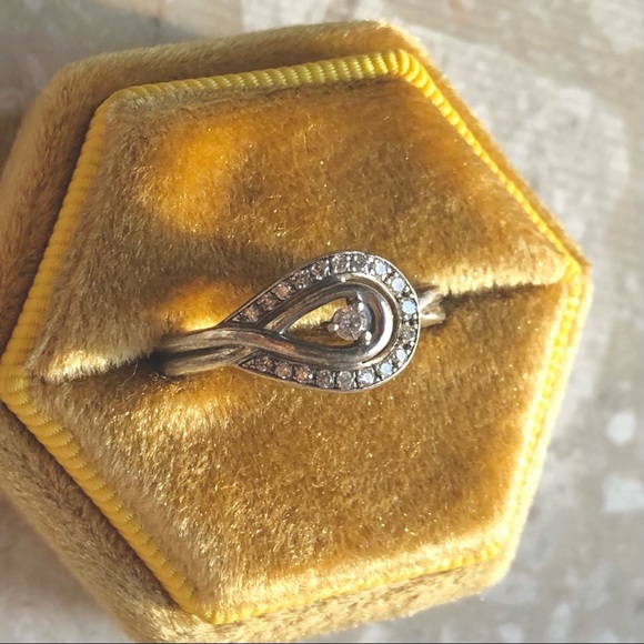 Diamond Halo 925 Sterling Silver Pear Infinity Vintage Ring - Picture 10 of 13